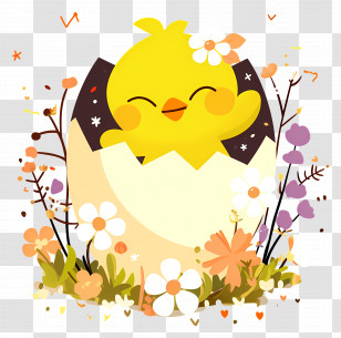 Chick Hatching From Egg - Happy Yellow Chick Hatching From Egg Transparent PNG