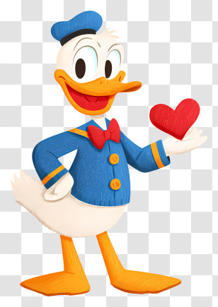 Donald Duck Holding Heart - Cartoon Duck Holding A Heart Transparent PNG