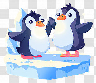 Penguin Day - Cartoon Penguins On Ice Transparent PNG