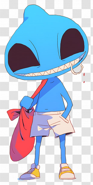 Under The Skin - Blue Cartoon Character With A Bag Illustration Transparent PNG