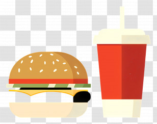 Fast Food - Burger And Soda Drink Illustration Transparent PNG