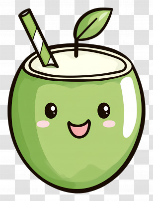 Coconut Water - Cute Coconut Drink Illustration Transparent PNG