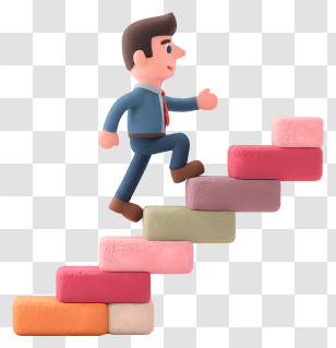 Businessman Climbing Stairs Towards Success - Businessman Climbing Stairs For Success Transparent PNG