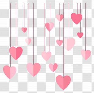 Love Background - Hanging Pink Hearts Decoration Transparent PNG