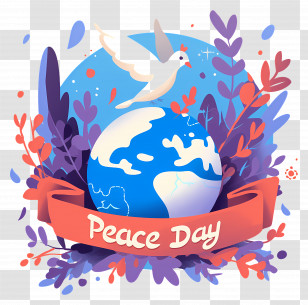 World Day Of Peace - Peace Day Globe Illustration With Dove Transparent PNG