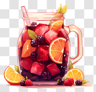 Fruit Filled Jar - Pitcher Of Fruit Juice With Citrus And Berries Transparent PNG