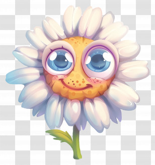 Flower Emoji - Cute Flower With Big Eyes Cartoon Transparent PNG