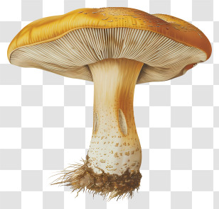 Common Mushroom - Botanical Yellow Mushroom Illustration Transparent PNG
