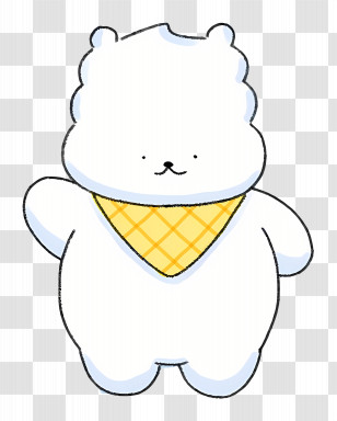 Pokkyokuten - White Bear With Yellow Bandana Transparent PNG