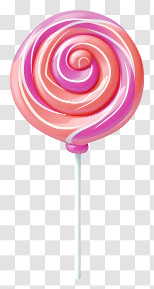 Pink And White Lollipop - Pink And White Spiral Lollipop In Sweet Design Transparent PNG