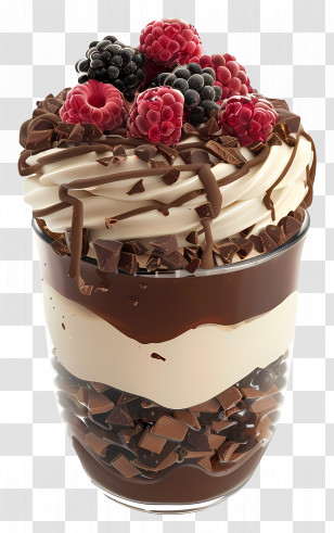 Chocolate Parfait - Chocolate Mousse With Fresh Berries Transparent PNG