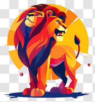 Lion King - Vibrant Artistic Illustration Of A Lion With Bold Colors Transparent PNG