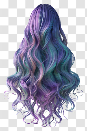 Long Hair Wig - Vibrant Long Flowing Colorful Hair Illustration Transparent PNG
