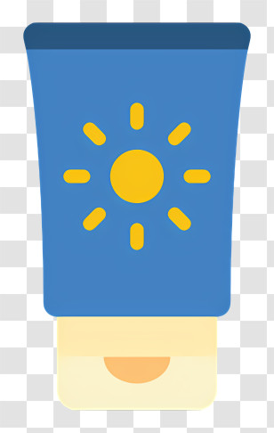 Sunscreen - Blue Sunscreen Tube With Sun Icon Transparent PNG