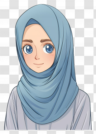 Cartoon Hijab Girl - Anime Girl Wearing A Blue Hijab Transparent PNG