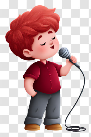 Child Sing - Boy With Microphone Singing Transparent PNG