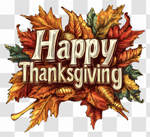 Happy Thanksgiving - Happy Thanksgiving Fall Leaves Design Transparent PNG