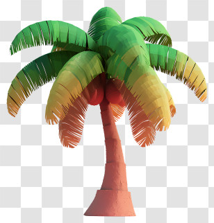 Realistic Style Coconut Tree - Colorful Stylized Palm Tree Illustration Transparent PNG