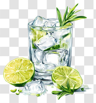 Gin Tonic Cocktail - Refreshing Drink With Lime And Ice Transparent PNG