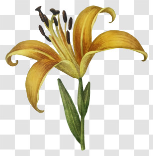 Cartoon - Yellow Lily Flower Illustration Transparent PNG