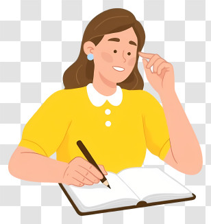 Woman Writing With Pencil - Girl Writing In Notebook Transparent PNG