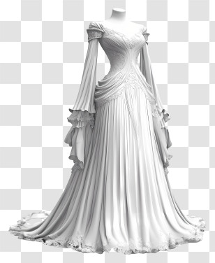 Long Wedding Dress - Elegant White Dress With Lace Transparent PNG