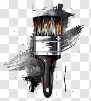 Paint Brush - Artistic Paint Brush With Black Paint Transparent PNG
