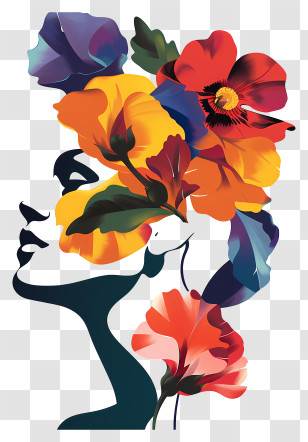 Womens Day Flower Art - Floral Silhouette Art Transparent PNG