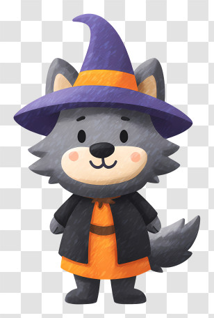 Werewolf In Witch Outfit - Adorable Wolf In Witch Costume Transparent PNG