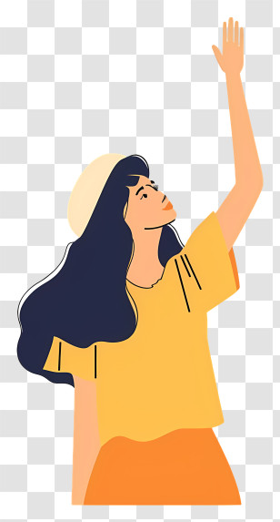 Woman Raising Hand - Woman Waving Illustration Transparent PNG