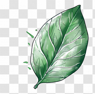 Green Leaf - Green Leaf Illustration With Botanical Design Transparent PNG