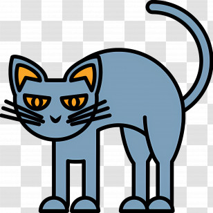 Halloween Cat - Blue Cartoon Cat Illustration Transparent PNG
