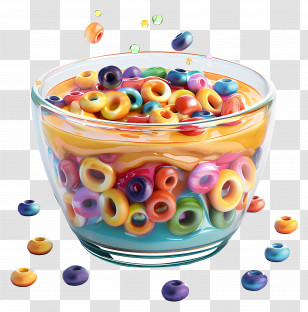Cereal Breakfast - Bowl Of Colorful Cereal Transparent PNG