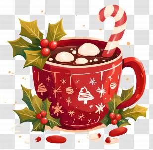 Christmas Hot Chocolate - Christmas Mug With Hot Chocolate And Holiday Decor Transparent PNG