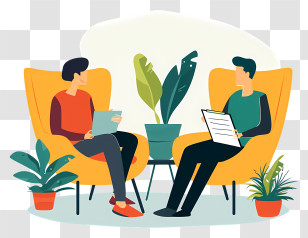 Counseling - Two People Having A Conversation In A Cozy Setting Transparent PNG