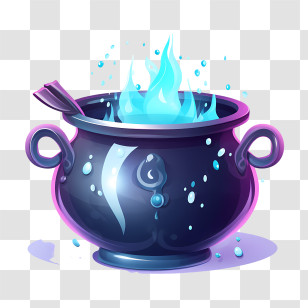 Poison Cauldron - Magic Cauldron With Blue Flame Transparent PNG