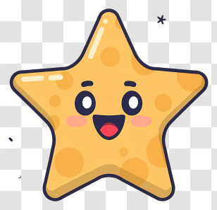 Cartoon Star - Smiling Yellow Cartoon Star Transparent PNG