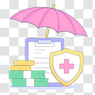 Bubble Gum - Insurance Concept With Shield, Money, And Umbrella Illustration Transparent PNG
