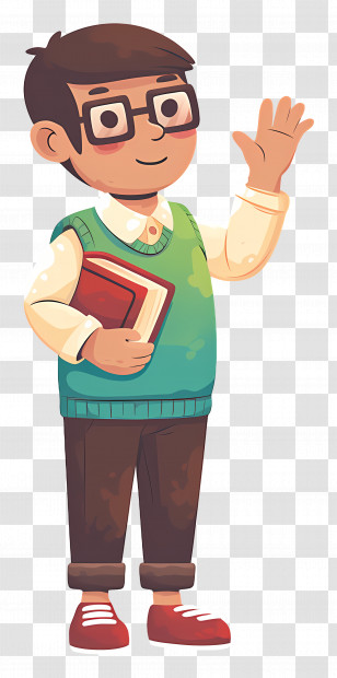 Male Teacher - Cartoon Student Holding Books Transparent PNG