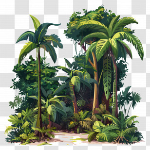 Tropical Rainforest - Dense Tropical Jungle Scene Transparent PNG
