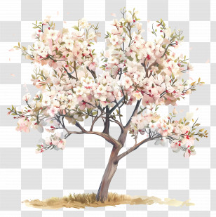 Blooming Tree - Beautiful Cherry Blossom Tree Illustration Transparent PNG