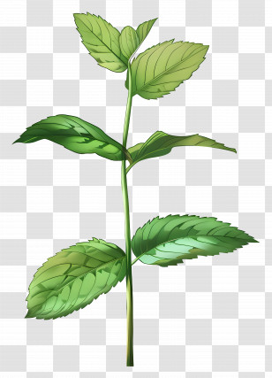 Mint Leaves - Mint Sprig With Green Leaves Illustration Transparent PNG
