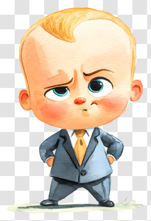Watercolor Boss Baby - Boss Baby In Suit Transparent PNG