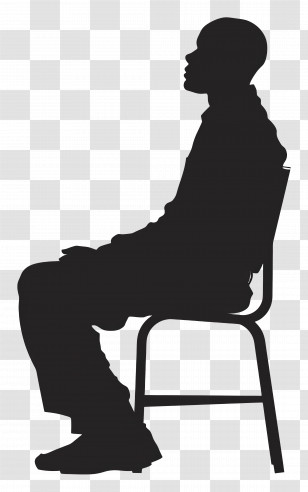 People Sitting - Silhouette Of A Man Sitting On A Chair Transparent PNG