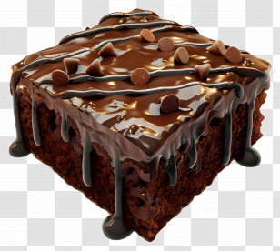 Chocolate Brownie - Gourmet Chocolate Brownie With Toppings Transparent PNG