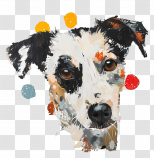 Oil Painting - Colorful Dog Portrait Art Transparent PNG