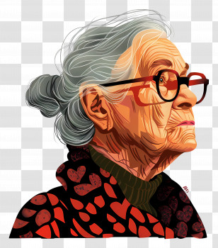 Old Woman - Elderly Woman With Glasses Illustration Transparent PNG