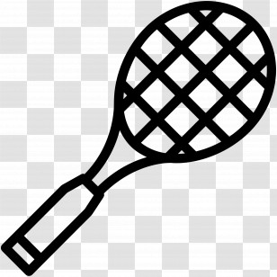 Tennis Racquet - Minimalistic Black Tennis Racket Icon Transparent PNG