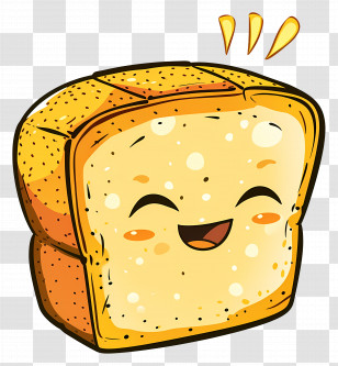 Cute Bread - Happy Bread Cartoon Illustration Transparent PNG