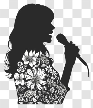 Singer - Singer Silhouette With Floral Design Art Transparent PNG